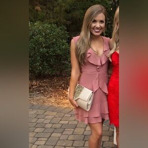 Express Flounce Mini Dress in Rust